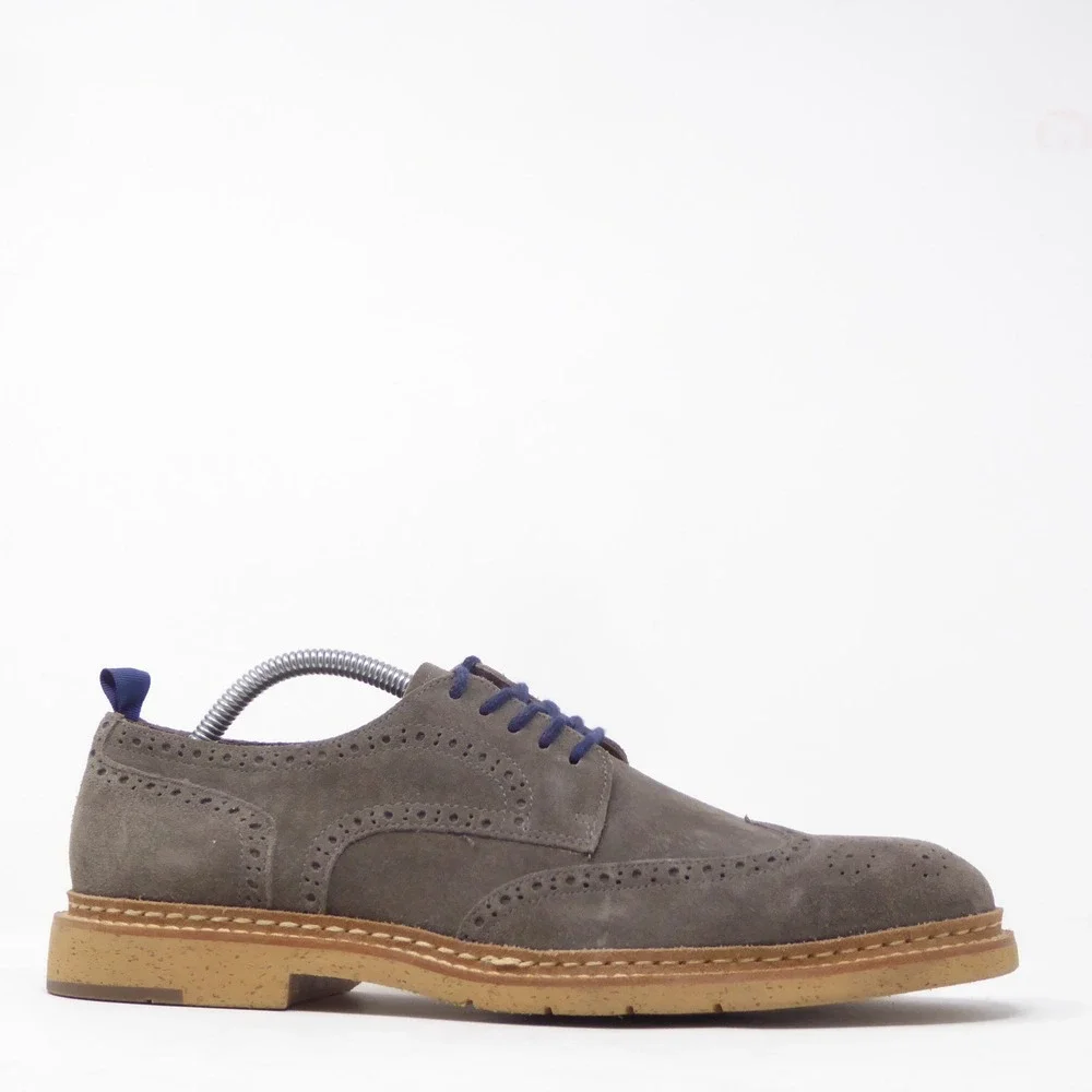 Johnston & Murphy Men Pearce Oxford Shoes Grey Suede Wingtip Brogue 10M 27-1957